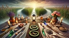 Une scène composite : un sanctuaire au carrefour, un serpent tissé entre les roseaux du fleuve, des roses glissées dans l’autel et une femme émergeant de la mer.