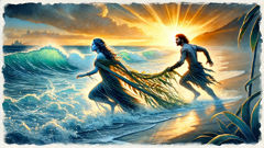 Pania flees Karitoki at sunrise, tears glistening as she returns to the sea