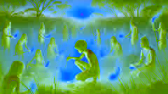 Un niño aborigen aprende el arte sagrado de los palos de fuego de la mística Gente del Fuego