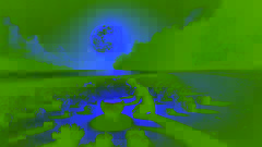 La juventud coloca un bol de coral sobre la arena mientras la luz de la luna penetra en él.