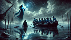 Isla MacSween faces the regal Blue Woman and Blue Men under a storm-cleared night on the Minch.