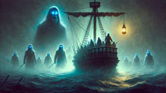 Captain Ewan MacLeod faces the Blue Men of the Minch as they emerge from the sea at night.