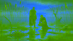 Heracles and Iolaus stand in the aftermath of battle in Lerna’s scarred marsh