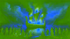 Baldr’s funeral ship ablaze, gods grieving at the edge of a misty fjord