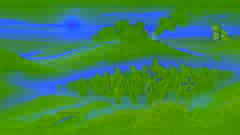 Beowulf and Wiglaf in armor march across a wild moor toward a smoky barrow.