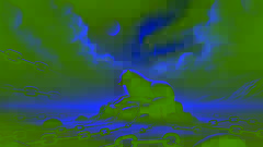 Fenrir bound by Gleipnir on Lyngvi island, shadowed by looming Ragnarok