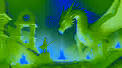 Fionn faces Aillen the fire-breathing dragon, magical spear gleaming amid roaring flames at Tara.