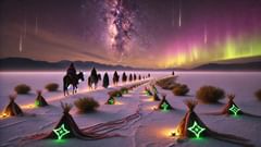 يقود الظبي الحجاج عبر ويريكوتا؛ أزرار بايوتي وتقديمات من الخيوط ترسم طريقاً مقدساً.