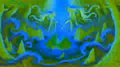 Izanagi and Izanami stirring the sea to create Onogoro-shima, first Japanese island