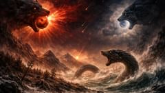 Los lobos devoran el sol y la luna, y la Serpiente del Mundo azota el mundo agonizante.