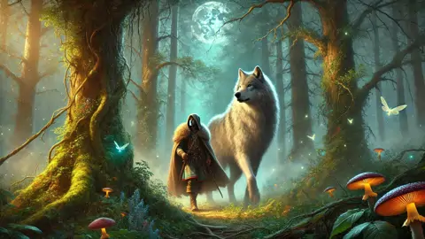 O príncipe Ivan e o lobo prateado atravessam uma floresta russa encantada.