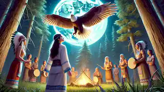Aiyanna empfängt während der Ernte-Mond-Zeremonie eine Vision von einem majestätischen Adler.