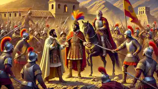 La captura de Atahualpa por Francisco Pizarro y los conquistadores españoles.