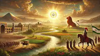 El león y el sol se elevan sobre Persia, simbolizando la paz, la unidad y el renacimiento.