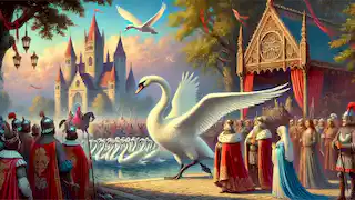 Los cisnes se acercan a una corte real, señalando el fin de su maldición.