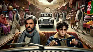 Amir y Baba conducen por un bullicioso bazar afgano, con la tensión entre ellos a la vista.