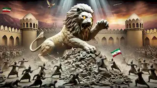 El León de Piedra de Shiraz aplasta a las fuerzas enemigas durante una feroz batalla para proteger la ciudad de la invasión.