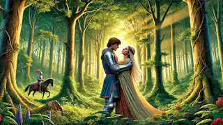 Tristán e Isolda abrazándose en el Bosque de Morrois.