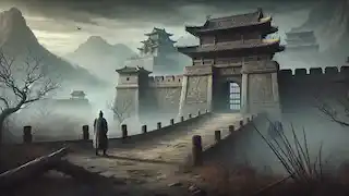 Un solitario soldado de Shu se encuentra en una desolada fortaleza tras la última campaña de Zhuge Liang.