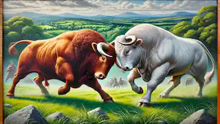 El toro marrón de Cooley y Finnbhennach en una feroz batalla.