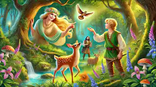 Ulysses erfüllt Aufgaben, die von Aine im verwunschenen Wald gestellt wurden, darunter die Rettung eines Rehkitzes und das Finden eines Singvogels.