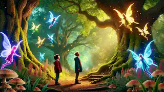 Maeve und Liam entdecken das verborgene Feenreich im Phoenix Park, wo leuchtende Feen umherfliegen.