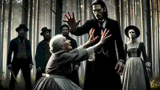 La abuela se acerca al Inadaptado con desesperación mientras el oscuro bosque se cierne a su alrededor.