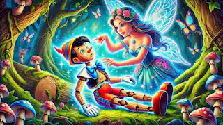 El Hada Azul transformando a Pinocho en un niño de verdad.