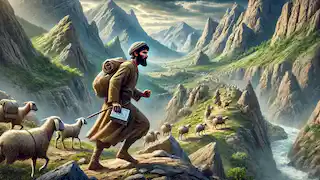 Arash recorre montañas escarpadas llevando una caja de plata como parte del desafío del rey.