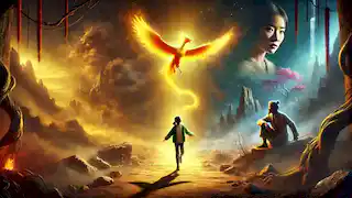 Lian se enfrenta a ilusiones de sus miedos, con el Fénix Dorado flotando por encima en un reino sombrío.