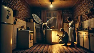 Marta Adler cuidando a su hijo convertido en polilla en una cocina estrecha de Berlín, iluminada por una única lámpara.