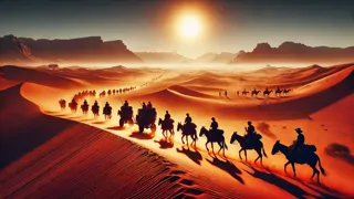 Exploradores victorianos recorren a pie el árido desierto del Kalahari rumbo a las lejanas montañas de África.
