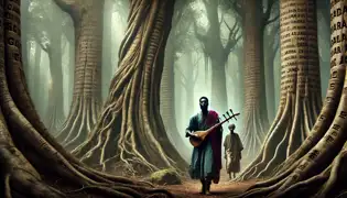 Baba Karamogo y el Príncipe Demba caminan por un bosque antiguo y brumoso, donde los nombres se desvanecen en la corteza de los imponentes árboles.