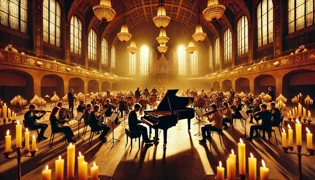 Ensayo de músicos en el gran salón del Palacio Rosa