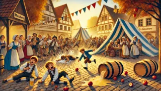 Collapsed tents and chaos at the German harvest festival caused by Max and Moritz