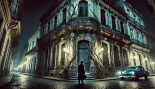 Rafael Espinosa se encuentra frente a la inquietante Casa de San Miguel, con su fachada desgastada que se cierne sobre las sombrías calles empedradas de La Habana.
