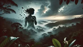 Un estruendoso trueno retumbando a través de la densa selva mientras Madremonte se desvanece en la neblina.