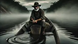 Diego Ferreira, un pescador, se sienta en su bote de madera, aferrando una red mientras misteriosas ondas perturban la calma del río Paraná.