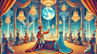 Baron Munchausen dining with the Sultan on the Moon among lunar marvels