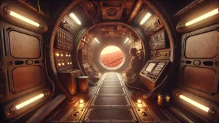 Vista interior de un compartimento secreto oculto durante el descenso de la nave hacia Marte