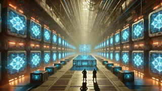 Un laboratorio clandestino subterráneo, con cables de alimentación zumbantes y maquinaria oculta.