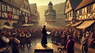 Otto mediando una disputa gremial en Eltz utilizando la sabiduría del Gesta Romanorum.