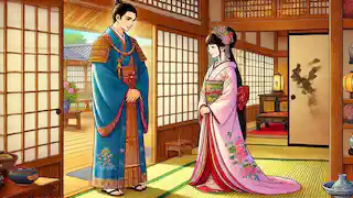 El emperador Mikado visita a Kaguya-hime para pedir su mano en matrimonio.