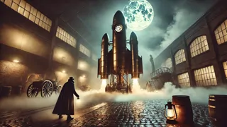 Una silueta clandestina, sabotaje que afloja las tuberías de vapor de la roca bajo la sombra de la luna y la oscuridad.