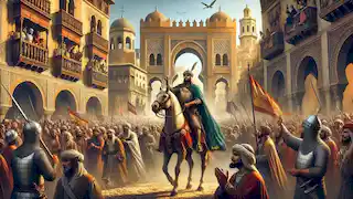 La entrada triunfal de El Cid en la ciudad conquistada de Valencia.
