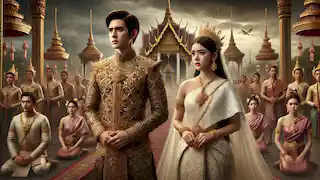 Nang Wanthong se casa solemnemente con Khun Chang en una gran boda tailandesa, mientras su corazón anhela a Khun Phaen.