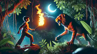 El sueño de Mowgli de enfrentarse a Shere Khan con fuego.