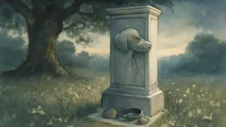 Pilar conmemorativo de Beth Gellert bajo un roble antiguo
