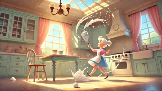 Nata montada salpicando sobre una encimera soleada en la cocina