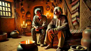 Un anciano del pueblo, iluminado por la tenue luz de las velas, conversaba con un joven granjero sobre el Chupacabra.